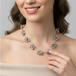 Silver Plated Ball Beads Necklace Stainless Steel Womens jewelry